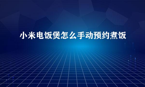 小米电饭煲怎么手动预约煮饭