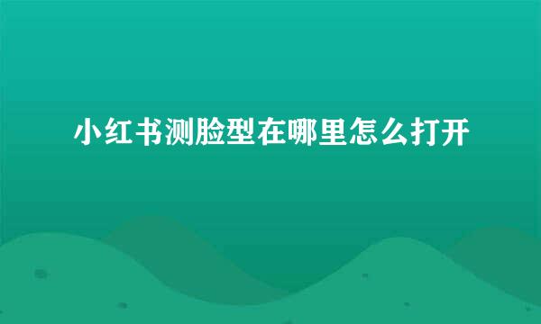 小红书测脸型在哪里怎么打开