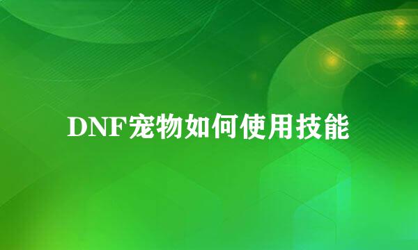 DNF宠物如何使用技能