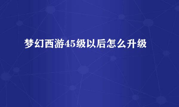 梦幻西游45级以后怎么升级