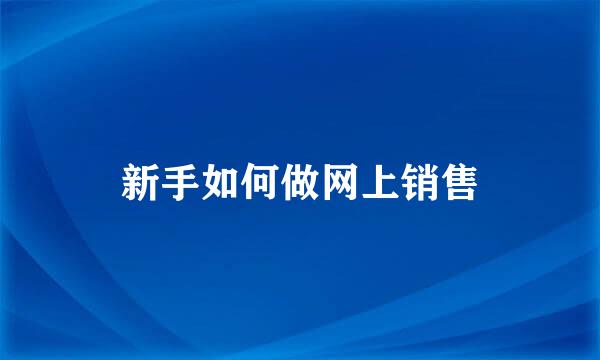 新手如何做网上销售