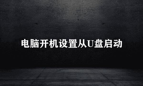 电脑开机设置从U盘启动