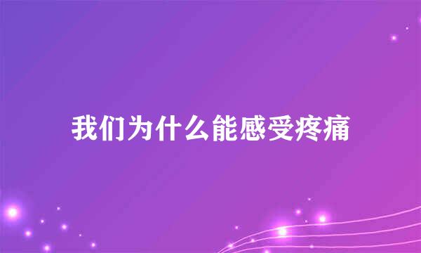 我们为什么能感受疼痛
