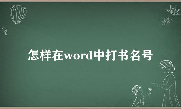 怎样在word中打书名号