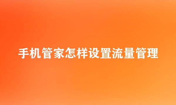 手机管家怎样设置流量管理