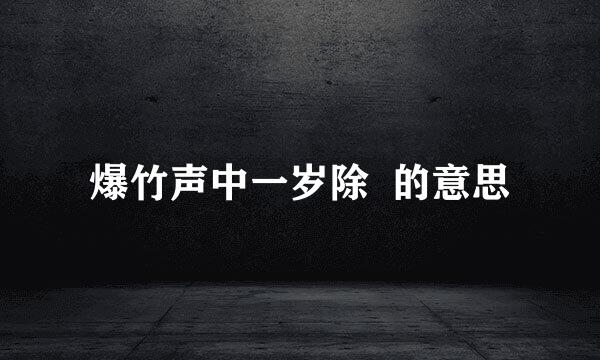 爆竹声中一岁除  的意思