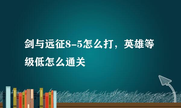 剑与远征8-5怎么打，英雄等级低怎么通关