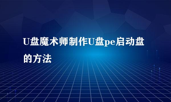 U盘魔术师制作U盘pe启动盘的方法