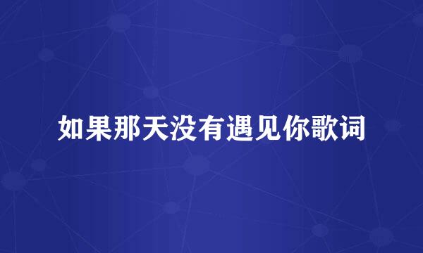 如果那天没有遇见你歌词