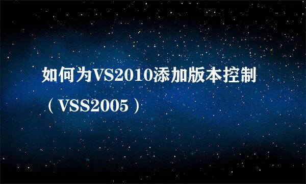 如何为VS2010添加版本控制（VSS2005）