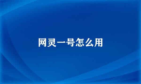 网灵一号怎么用