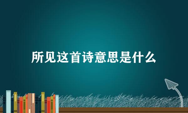 所见这首诗意思是什么