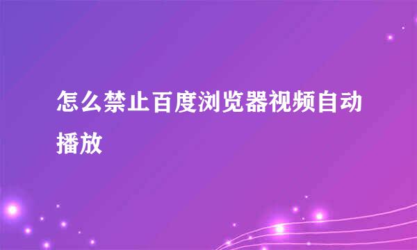 怎么禁止百度浏览器视频自动播放