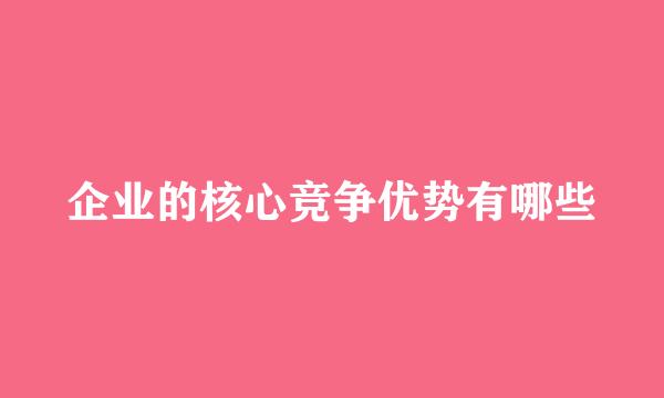 企业的核心竞争优势有哪些