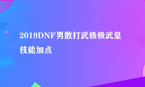 2019DNF男散打武极极武皇技能加点