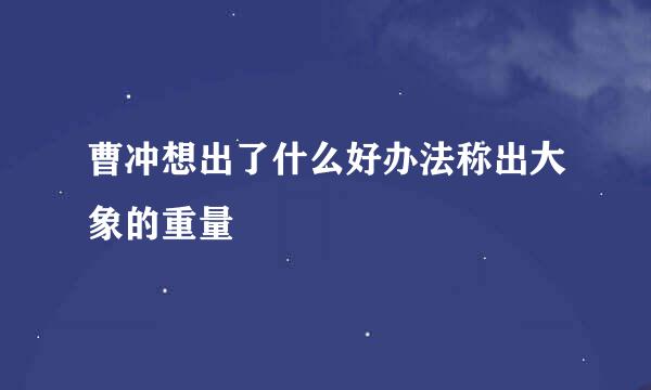 曹冲想出了什么好办法称出大象的重量