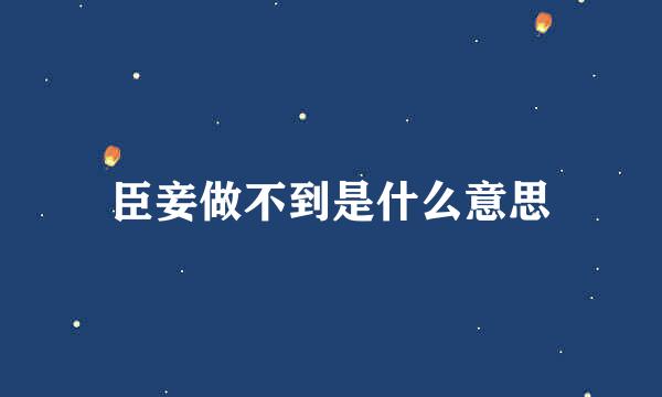 臣妾做不到是什么意思