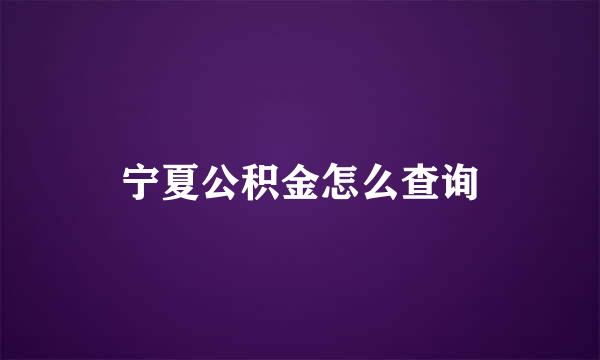 宁夏公积金怎么查询