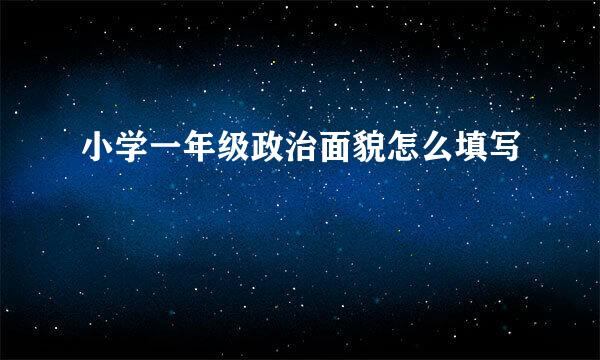 小学一年级政治面貌怎么填写