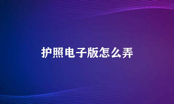 护照电子版怎么弄