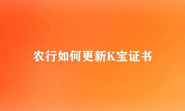 农行如何更新K宝证书