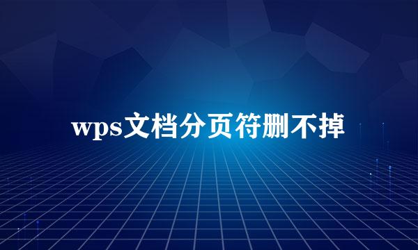 wps文档分页符删不掉