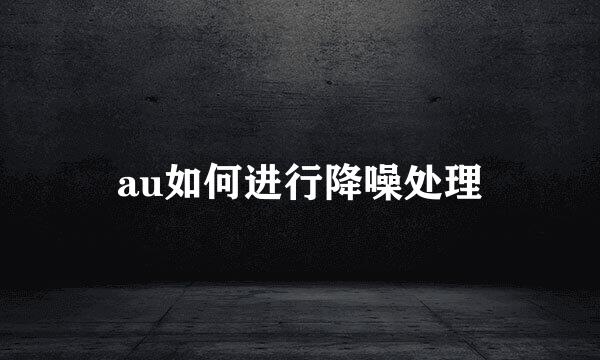 au如何进行降噪处理