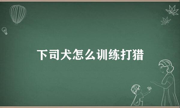下司犬怎么训练打猎
