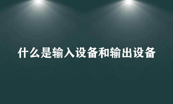 什么是输入设备和输出设备
