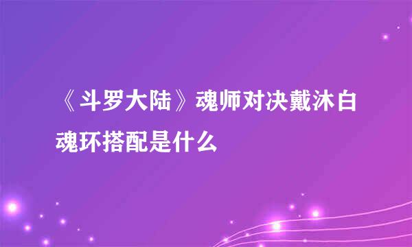 《斗罗大陆》魂师对决戴沐白魂环搭配是什么