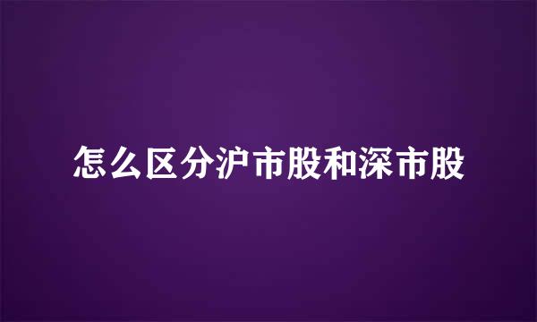 怎么区分沪市股和深市股