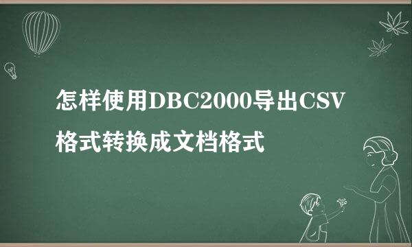 怎样使用DBC2000导出CSV格式转换成文档格式