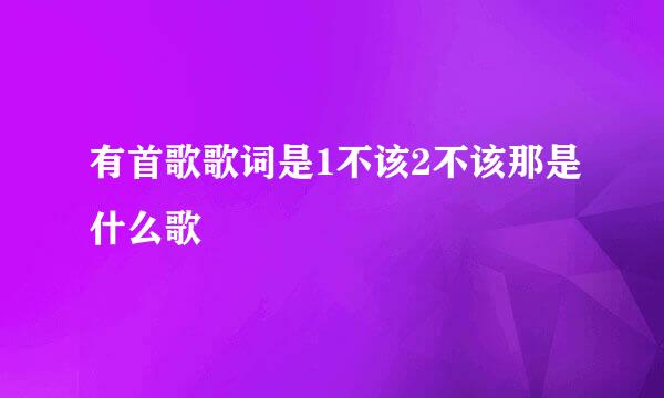 有首歌歌词是1不该2不该那是什么歌