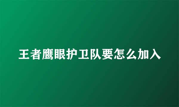王者鹰眼护卫队要怎么加入
