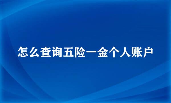 怎么查询五险一金个人账户