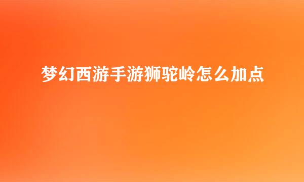 梦幻西游手游狮驼岭怎么加点