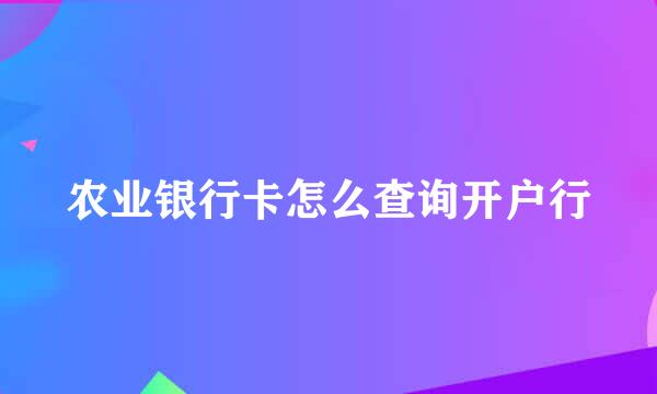 农业银行卡怎么查询开户行