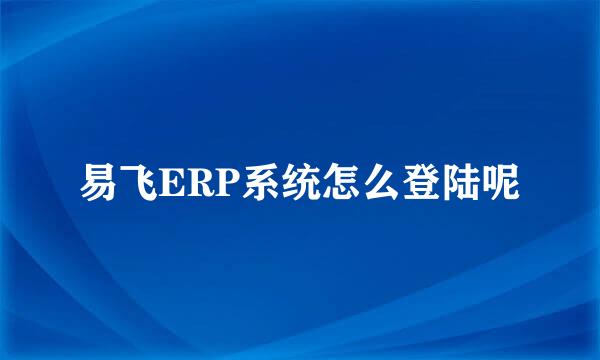 易飞ERP系统怎么登陆呢
