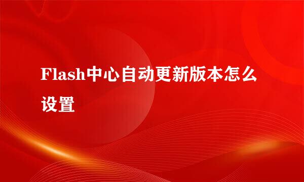 Flash中心自动更新版本怎么设置