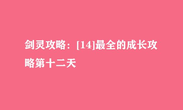 剑灵攻略：[14]最全的成长攻略第十二天