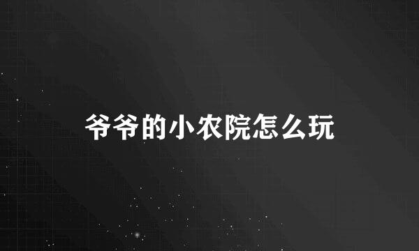 爷爷的小农院怎么玩