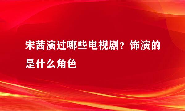 宋茜演过哪些电视剧？饰演的是什么角色