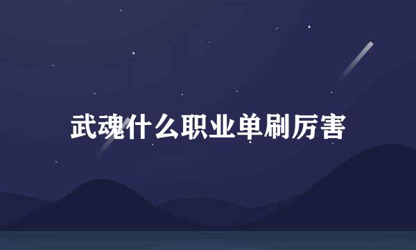 武魂什么职业单刷厉害