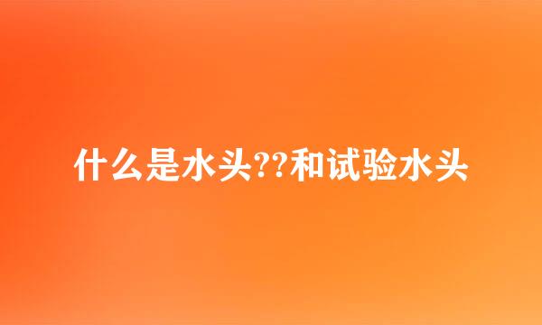 什么是水头??和试验水头
