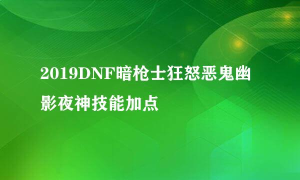 2019DNF暗枪士狂怒恶鬼幽影夜神技能加点