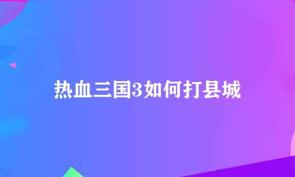 热血三国3如何打县城