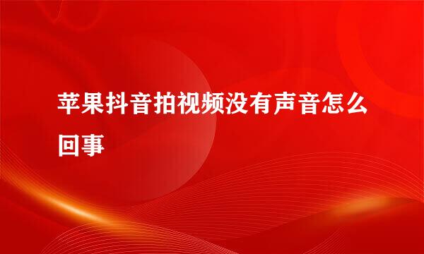 苹果抖音拍视频没有声音怎么回事