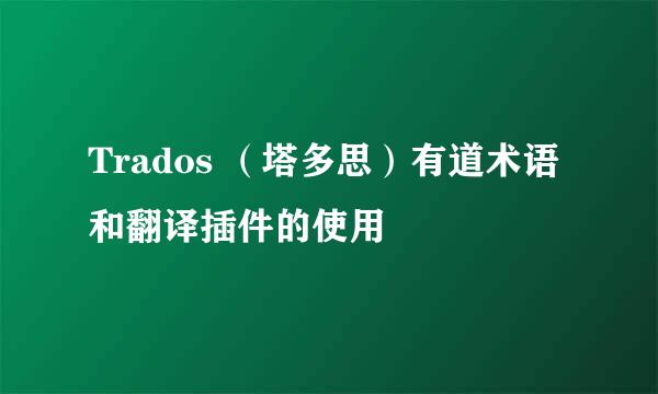 Trados （塔多思）有道术语和翻译插件的使用