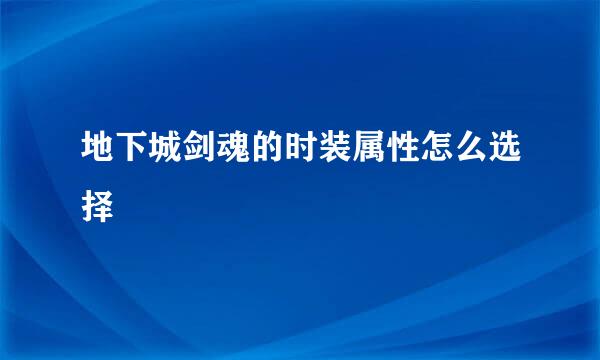 地下城剑魂的时装属性怎么选择