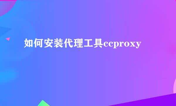 如何安装代理工具ccproxy